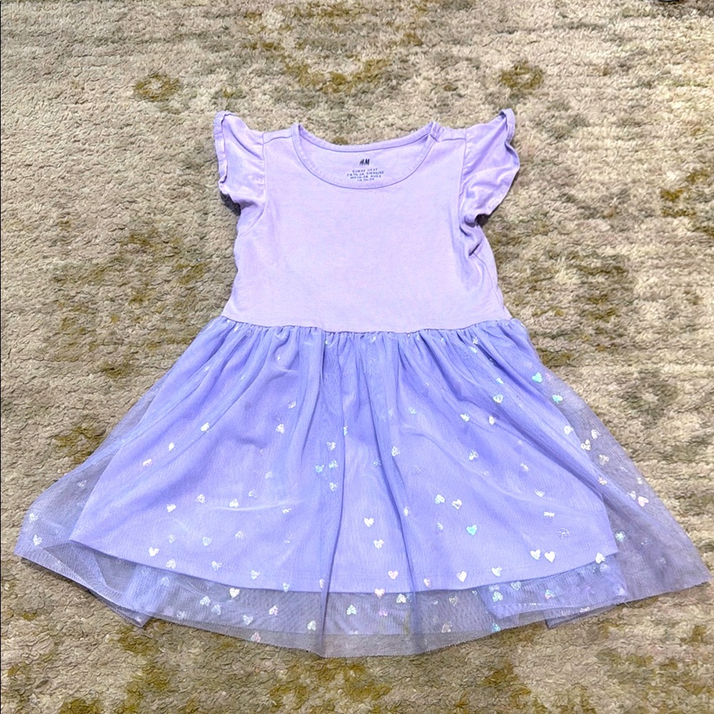 H&M Toddler Girl Lavender Purple Tulle Heart Dress 2T